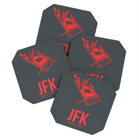 Naxart JFK New York Poster 2 Coaster Set