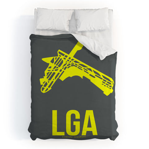 Naxart LGA New York Poster Duvet Cover