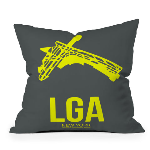 Naxart LGA New York Poster Outdoor Throw Pillow