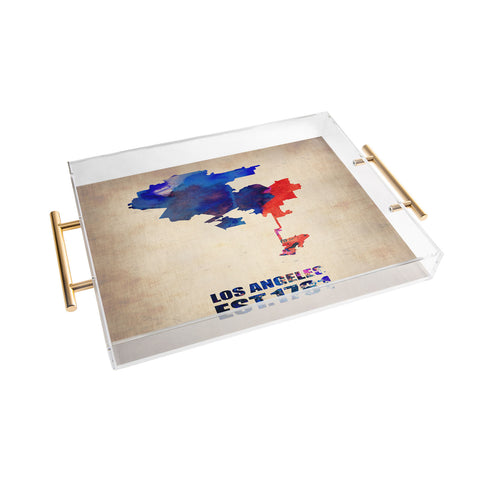 Naxart Los Angeles Watercolor Map 1 Acrylic Tray