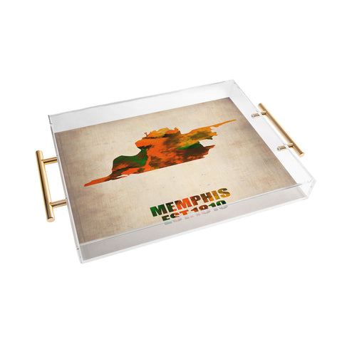 Naxart Memphis Watercolor Map Acrylic Tray