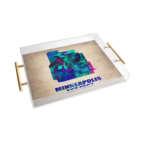 Naxart Minneapolis Watercolor Map Acrylic Tray