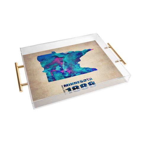 Naxart Minnesota Watercolor Map Acrylic Tray