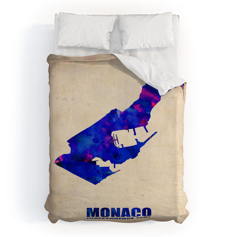 Naxart Monaco Watercolor Poster Duvet Cover