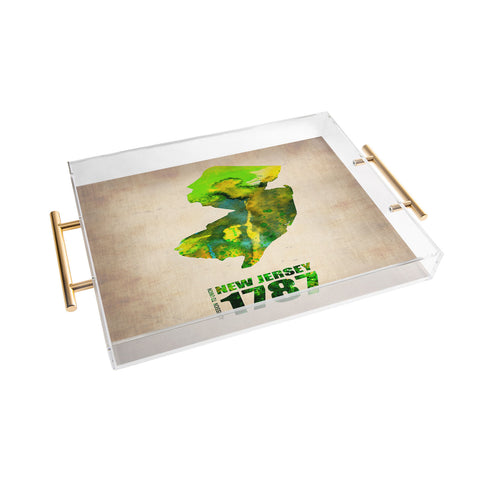 Naxart New Jersey Watercolor Map Acrylic Tray