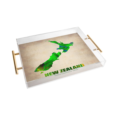 Naxart New Zealand Watercolor Map Acrylic Tray