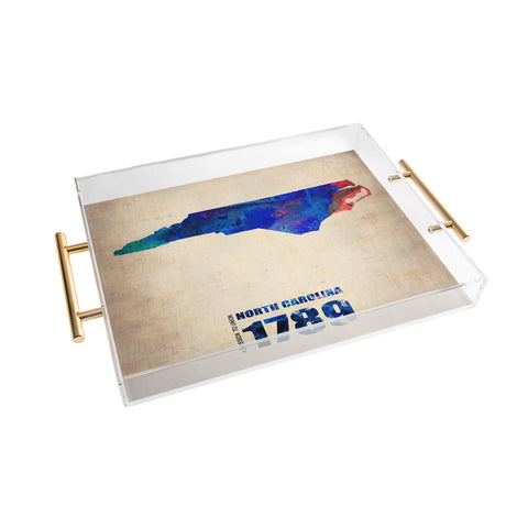 Naxart North Carolina Watercolor Map Acrylic Tray