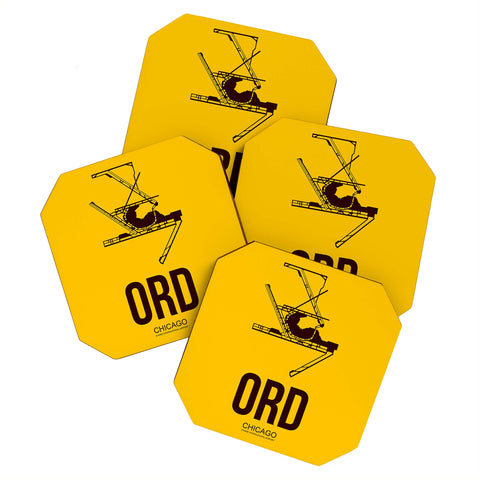 Naxart ORD Chicago Poster 1 Coaster Set
