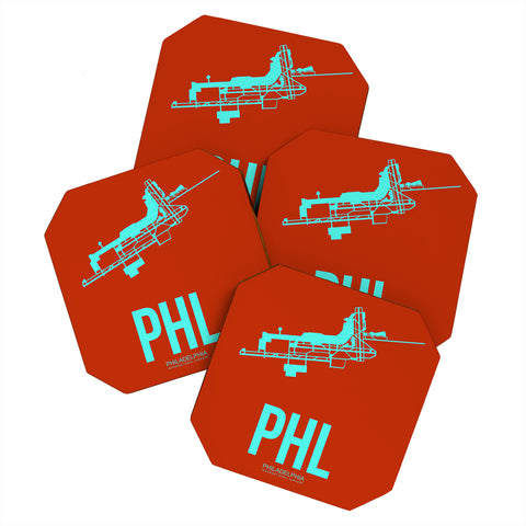 Naxart PHL Philadelphia Poster 2 Coaster Set