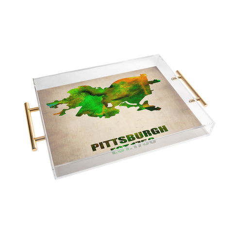 Naxart Pittsburgh Watercolor Map Acrylic Tray
