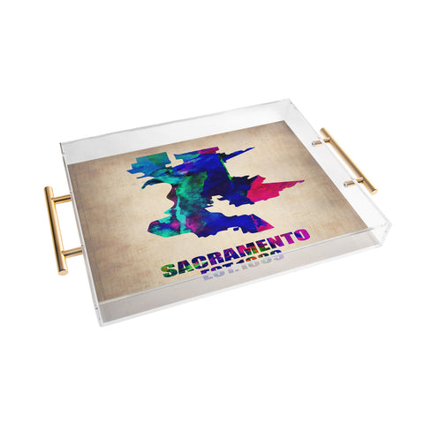 Naxart Sacramento Watercolor Map Acrylic Tray