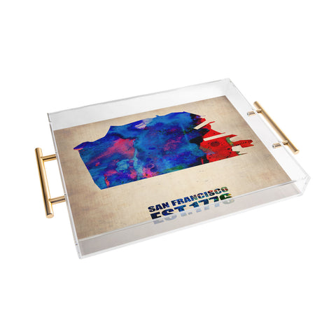 Naxart San Francisco Watercolor Map Acrylic Tray