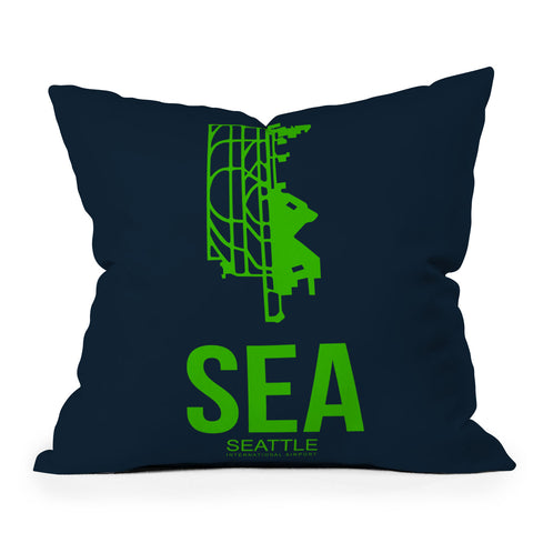 Naxart SEA Seattle Poster 2 Outdoor Throw Pillow
