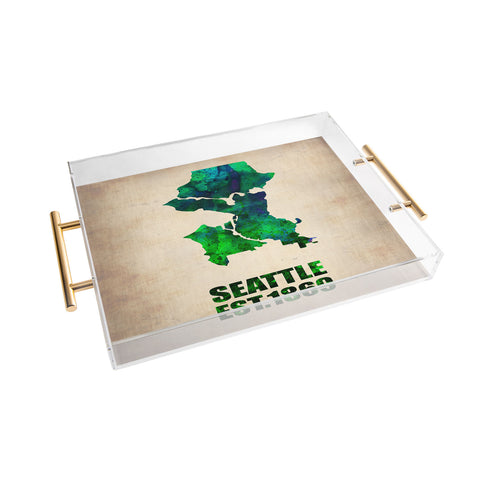 Naxart Seattle Watercolor Map Acrylic Tray