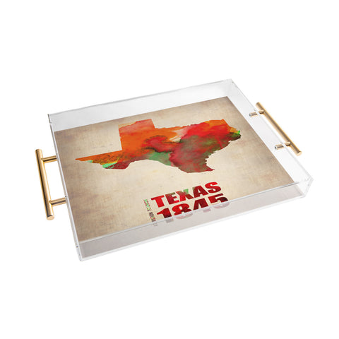 Naxart Texas Watercolor Map Acrylic Tray