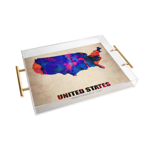 Naxart USA Watercolor Map 1 Acrylic Tray