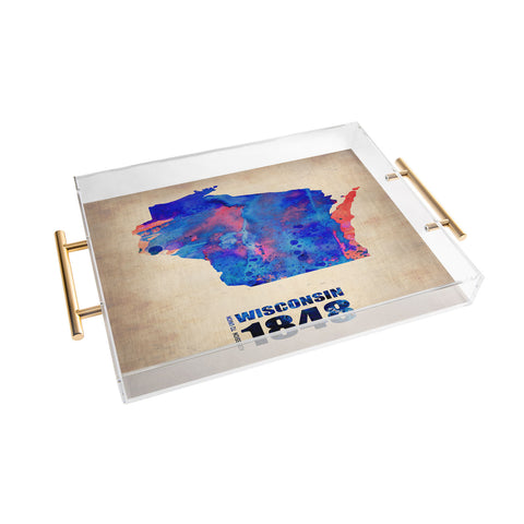 Naxart Wisconsin Watercolor Map Acrylic Tray