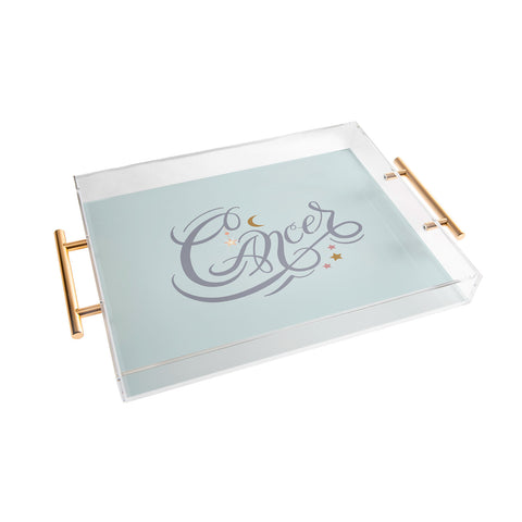 Nelvis Valenzuela Cancer Zodiac Script lettering Acrylic Tray