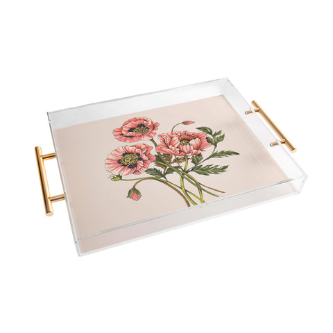 Nelvis Valenzuela Pink Shirley Poppies Acrylic Tray