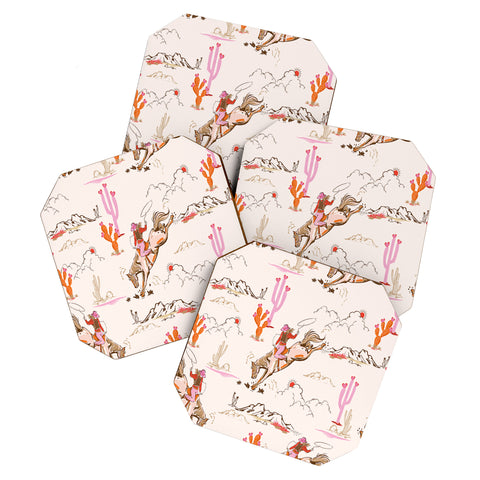 NewburyBoutique Equestrian Cowgirl Western Coaster Set