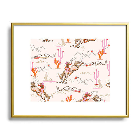 NewburyBoutique Equestrian Cowgirl Western Metal Framed Art Print