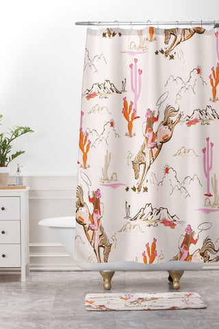 NewburyBoutique Equestrian Cowgirl Western Shower Curtain And Mat