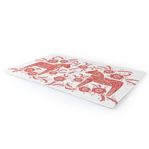 Nic Squirrell Swedish Dala Horse Red Area Rug