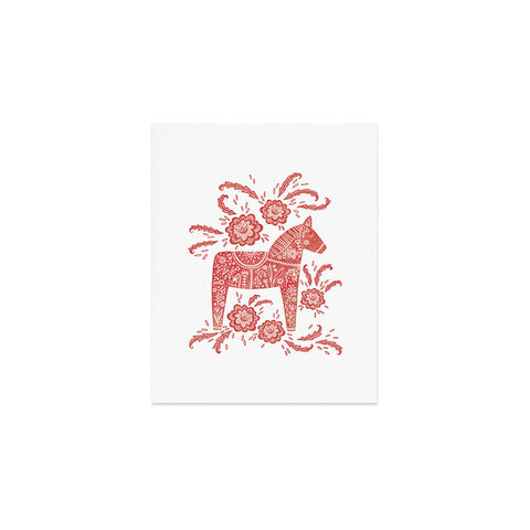 Nic Squirrell Swedish Dala Horse Red Art Print