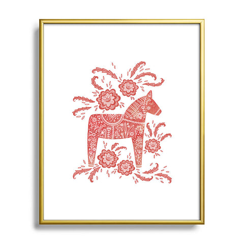 Nic Squirrell Swedish Dala Horse Red Metal Framed Art Print