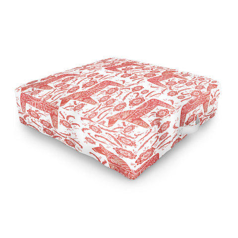 Nic Squirrell Swedish Dala Horse Red Outdoor Floor Cushion