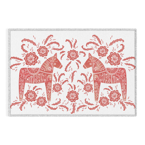 Nic Squirrell Swedish Dala Horse Red Outdoor Rug