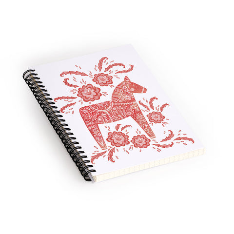 Nic Squirrell Swedish Dala Horse Red Spiral Notebook