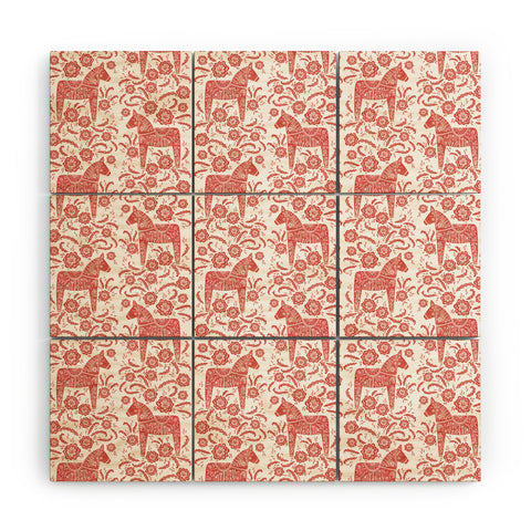 Nic Squirrell Swedish Dala Horse Red Wood Wall Mural