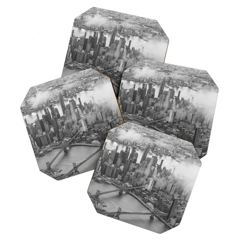 Nicholson Photography Manhattan Through The Clouds Coaster Set