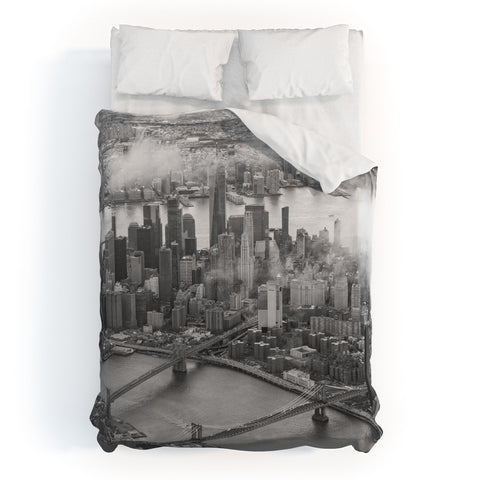 Nicholson Photography Manhattan Through The Clouds Duvet Cover
