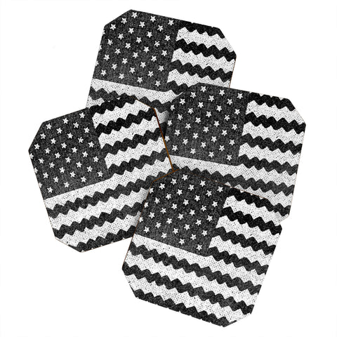 Nick Nelson Black and White Zig Zag Flag Coaster Set