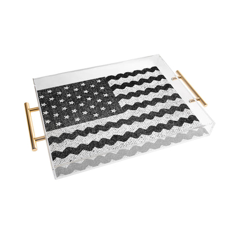 Nick Nelson Black and White Zig Zag Flag Acrylic Tray