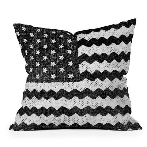 Nick Nelson Black and White Zig Zag Flag Outdoor Throw Pillow