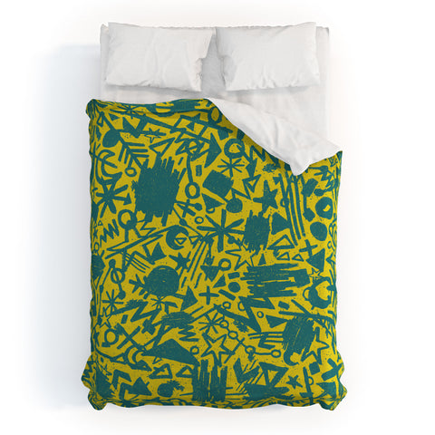 Nick Nelson Gold Synapses Duvet Cover