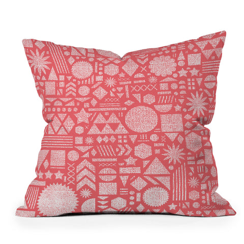 Nick Nelson Modern Elements In Bubble Gum Outdoor Throw Pillow