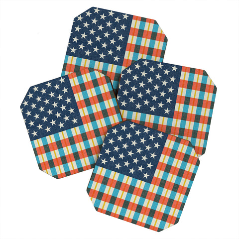 Nick Nelson Plaid Flag Coaster Set
