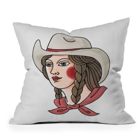 Nick Quintero Marker Cowgirl Outdoor Throw Pillow