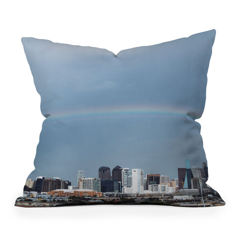 Nick Quintero Rainbow Over Dallas Outdoor Throw Pillow