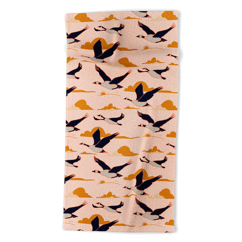 Nika GEESE FLIGHT TOGETHER Beach Towel