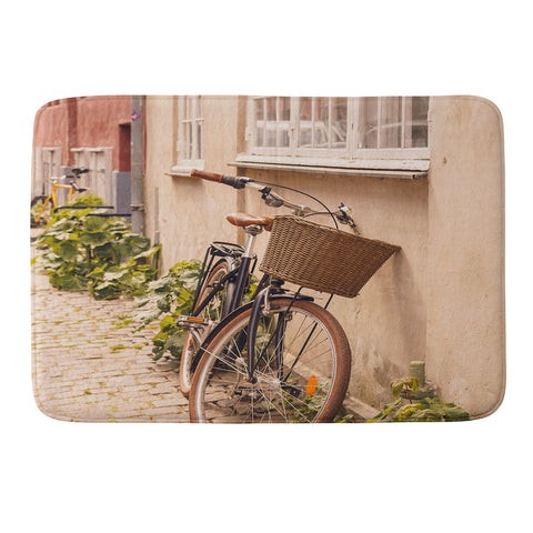 Ninasclicks A bicycle in a Copenhagen street Memory Foam Bath Mat