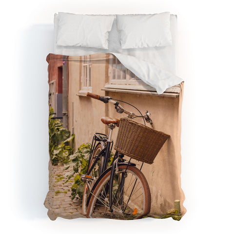Ninasclicks A bicycle in a Copenhagen street Duvet Cover