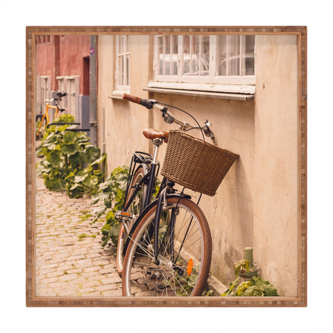 Ninasclicks A bicycle in a Copenhagen street Square Tray