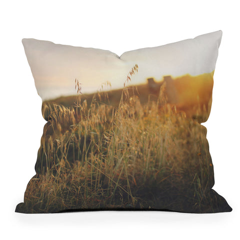 Ninasclicks Golden Beach vegetation at sunset Outdoor Throw Pillow