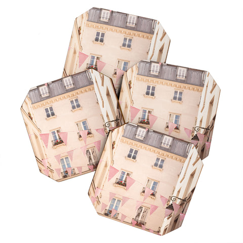 Ninasclicks Pink Paris Paris travel photography Coaster Set