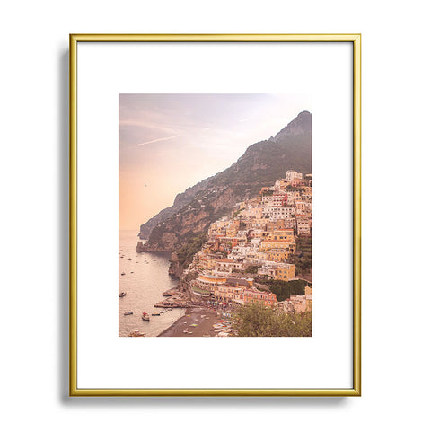 Ninasclicks Positano at sunset Amalfi Coast Metal Framed Art Print